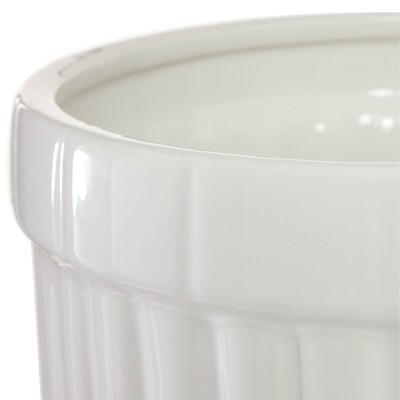 26" White Ceramic Tall Fluted Urn Vase with Lid