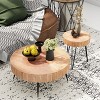 JIONJOY Farmhouse Nesting Coffee Table Set - 2-Piece Round Tables with Stump Pattern - 2 of 4