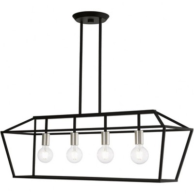 Devone 4-Light Black and Brushed Nickel Linear Chandelier