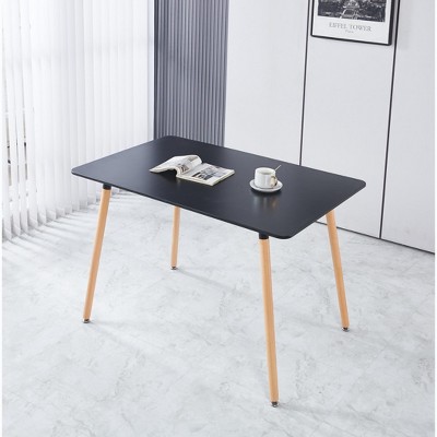 Modern Rectangle Dining Table, with Metal Legs Brace, Office Table, Coffee Table, for Living Room, Kitchen