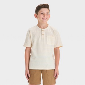 Boys' Short Sleeve Relaxed Fit Henley T-Shirt - Cat & Jack™ - 1 of 3