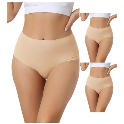 Allegra K Women's High Waist Silky Breathable No Trace Hipster Stretch Briefs 3 Packs
