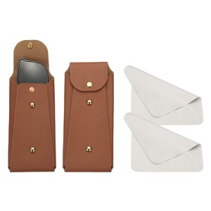 Unique Bargains PU Leather Portable Nail Buckle Soft Eyeglass Cases 2 Pcs - 1 of 4