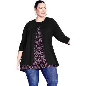 Avenue Women's Plus Size Ally Border Tunic - 1 of 4