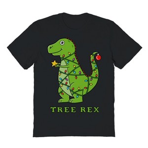 Rerun Island Men's Dinosaur Christmas Short Sleeve Graphic Cotton T-Shirt - 1 of 1