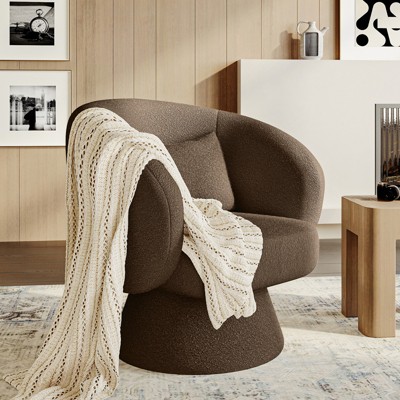 Lirago Brown Swivel Accent Chair - Modern Upholstered Barrel Chair with 360° Swivel, Dimensions 30.00"x27.60"x31.00"