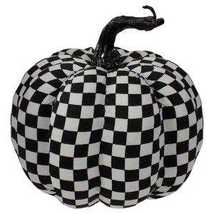 Northlight 6.5" White and Black Plaid Fall Harvest Tabletop Pumpkin - 1 of 4