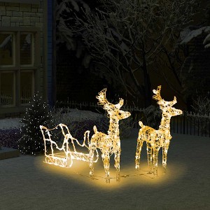 Aghana Digitals 51.2" Acrylic Reindeer & Sleigh Christmas Decor with 160 LED Lights, 8 Modes, - 1 of 4