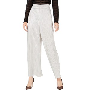 I.N.C International Concepts Womens Metallic Pleated Casual Wide Leg Pants, Grey, X-Large - 1 of 1