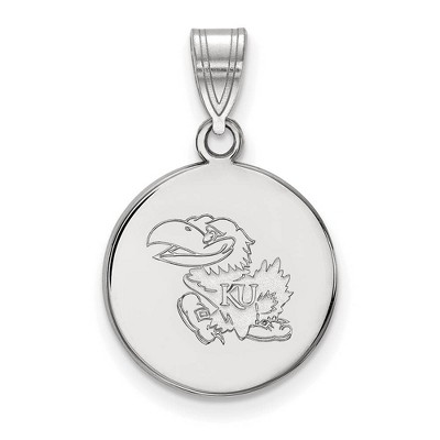 Black Bow Jewelry 14k White Gold Kansas Jayhawks NCAA Medium Pendant