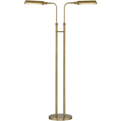 360 Lighting Modern Pharmacy Floor Lamp Adjustable 2-Light LED Plated Aged Brass Metal for Living Room Bedroom Home Office