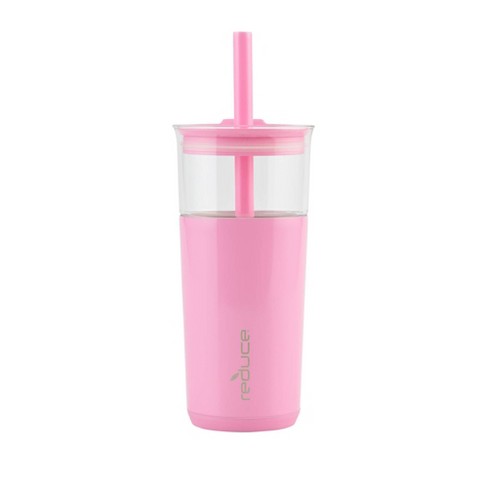 Double Wall Vacuum Insulated Stainless Steel Slim Tumbler with Straw 20 fl.  oz, Neon Orange and Pink