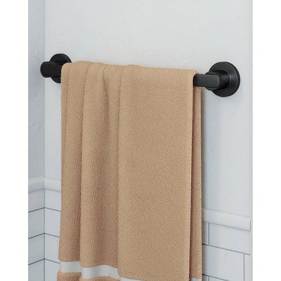 Matte Black Contemporary Wall Mounted Towel Bar, 24-inch