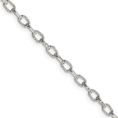 Black Bow Jewelry 3.75mm, Sterling Silver Fancy Satin Rolo Chain Necklace