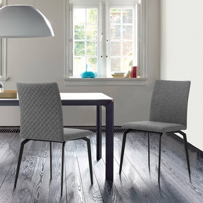Lyon Contemporary Gray Fabric Upholstered Metal Side Chair