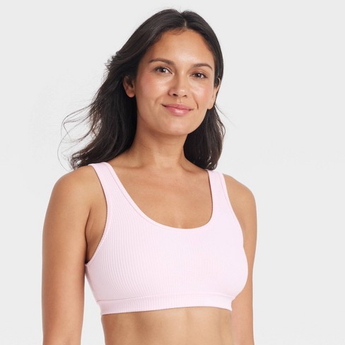 Women s Rib Knit Scoop Bralette Auden Pink Xs Target