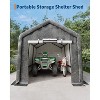 Heavy-Duty Outdoor Portable Storage Shed with 2 Roll-Up Doors & Vents, Waterproof UV-Resistant PE Tarp, Ideal Shelter for Motorcycles and Garden Tools - 2 of 4