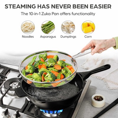 Granitestone Zuka Everyday Pan 12" Nonstick Multi-Functional Saute Pan with Lid, Nylon Spoon and Steamer Basket - Thumbnail 2