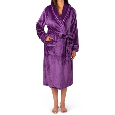 PAVILIA Fleece Robe For Women, Plush Warm Bathrobe, Fluffy Soft Spa Long Lightweight Fuzzy Cozy, Satin Trim