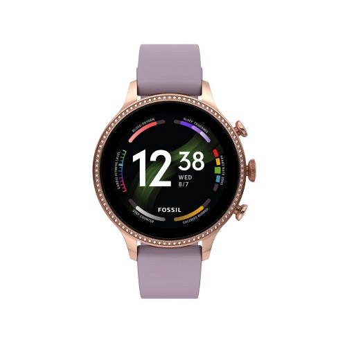 Fossil Gen 6 Smartwatch 42mm - Rose Gold With Purple Silicone : Target