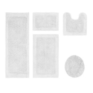 Edge Bath Rug 100% Premium Cotton Ultra-Soft Water Absorbent Tufted Solid Reversible 5 Piece Bathroom Rug Set for Machine Washable Bathmat - 1 of 4