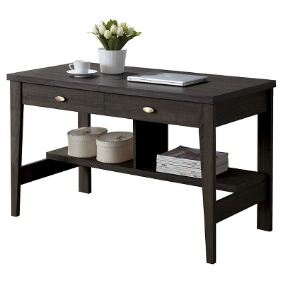 Folio Two Drawer Desk Black Espresso - CorLiving