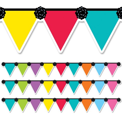 Paper Black & White Collection Pennant Bulletin Board Borders