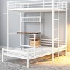 Racxily Bunk Bed, Twin Over Twin Size with Desk, L-Shaped Metal Bunk Bed Storage Shelves and Drawers Loft Beds with Guardrail and Ladder for Teen - 2 of 4