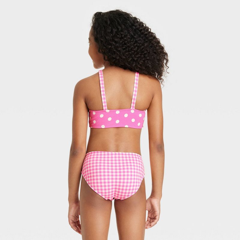 Girls' Gingham Spots Polka Dots Bikini Set - Cat & Jack™ Pink, 3 of 4