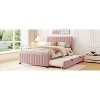 Okak Full Elegant Platform Bed Frame with Velvet Upholstered and Twin Size Trundle No Springs Required Easy to Assemble, Pink - 2 of 4