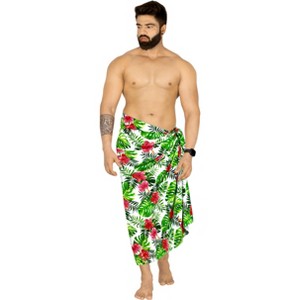 HAPPY BAY Men's Beach Holidays Cover Up Summer Long Sarong Wrap Beachwear Vacation Cover-Up Lava Lava For Men One Size Multicolored, Floral - 1 of 4