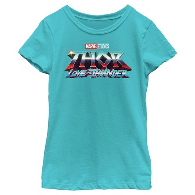 Girl's Marvel: Thor: Love And Thunder Classic Logo T-shirt - Tahiti ...