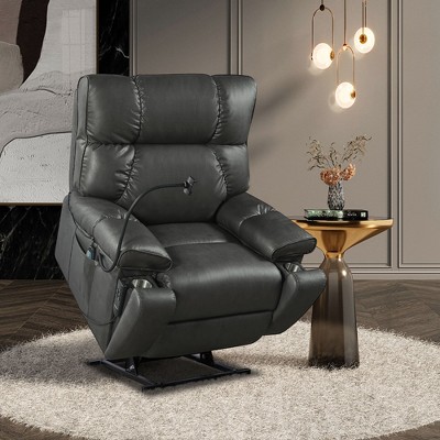 NicBex Bonded Leather Lift Recliner Chair for Elderly,Massage Chairs with 8-Point Massage and Lumbar Heating,Reclining Chairs for Living Room