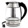 MegaChef 1.8L Glass Body and Stainless Steel Electric Tea Kettle with Tea Infuser Clear/Silver: 1000W, Overheat Protection, 360° Base - 2 of 4