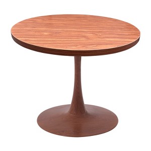 LeisureMod 36" Round Dining Table with MDF Top and Cherry Base – Modern Kitchen Dining Room Table - 1 of 4