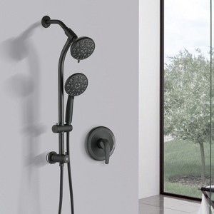 PAGED Dual Shower Head Luxury Shower Faucet Set with Drillless Stainless Steel Sliding Rod Assembly for Bathroom - 1 of 4
