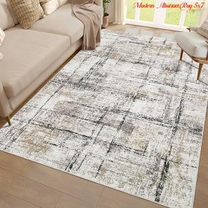 Modern Abstract Rug 5x7/6x9/10x13 Washable Rug for Living Room, Non Slip Non Shedding Contemporary Carpet - 1 of 4