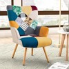 Beautyolove Colorful Fabric Upholstered Accent Chair Wingback Armchair with Solid Wood Legs - 3 of 4