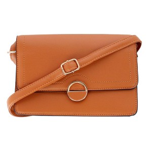 CTM Women's Synthetic Leather Adjustable Crossbody with Flap Closure - 1 of 4