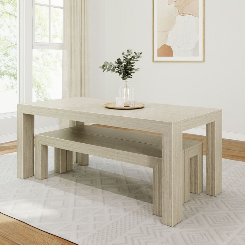 Plank+Beam Farmhouse Dining Table Set with 2 Benches, Table for Dining Room/Kitchen, Seats 6, 72 Inch, 3 of 6