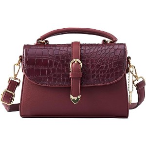 Trendy Crocodile Designer Leather Flap Top Handle Purses Shoulder Bag - 1 of 4