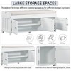 Lyngins Rustic Storage Bench with 3 Shutter Doors, Shoe Bench with Removable Cushion, Pine Wood Entryway Bench with Storage & Adjustable Shelf - 3 of 4