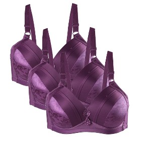 Allegra K Women's Comfortable Soft Stretchy Full Coverage Non-Wired Bra 3 Pcs - 1 of 4