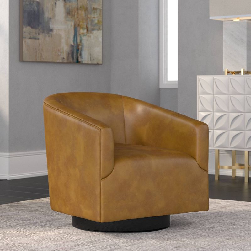 Comfort Pointe Gaven Wood Base Swivel Accent Chair, 3 of 9