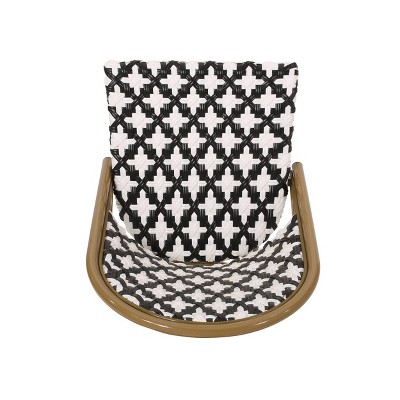 Black and White Bamboo Finish Armless Bistro Chairs, Set of 2