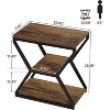 3-Tier End Side Table, Small Industrial Side Table with Storage Shelves for Living Room, Wood Accent Bedside Nightstand with Metal Frame - 3 of 4