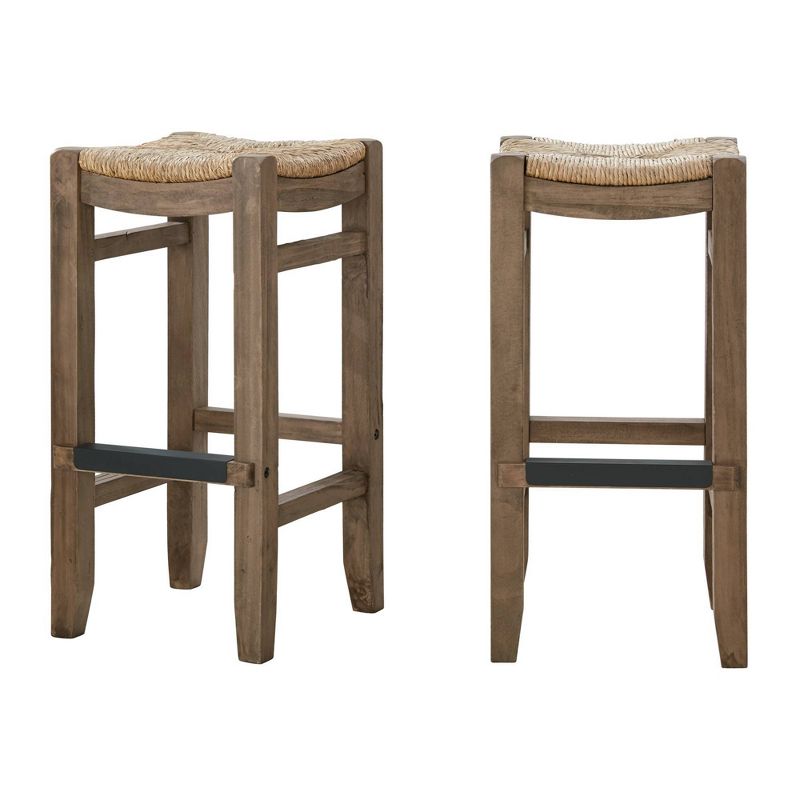 Set of 2 30&#34; Davenport Wood Barstools with Rush Seats Light Amber - Alaterre Furniture, 1 of 10