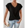 Womens V Neck Tops Knotted Hem Short Sleeve Summer Elegant Blouse Shirts - 3 of 4