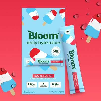 BLOOM NUTRITION Daily Hydration Electrolyte Stick Packs - Rocket Blast - 8ct