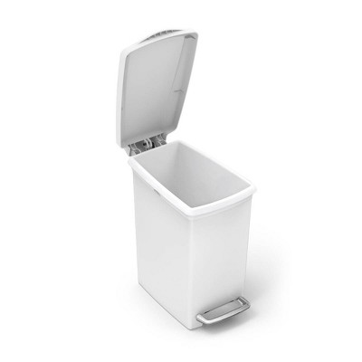 White Plastic Slim Step Trash Can with Pedal for Kids